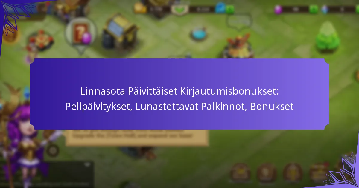 Linnasota Päivittäiset Kirjautumisbonukset: Pelipäivitykset, Lunastettavat Palkinnot, Bonukset