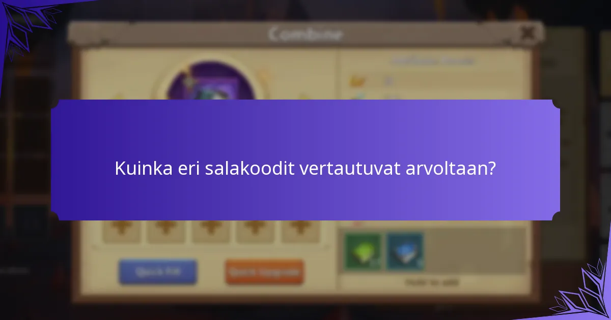 Mitkä salakoodit ovat tällä hetkellä aktiivisia?