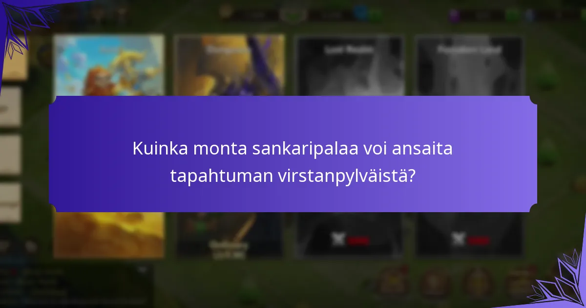 Kuinka monta sankaripalaa voi ansaita tapahtuman virstanpylväistä?